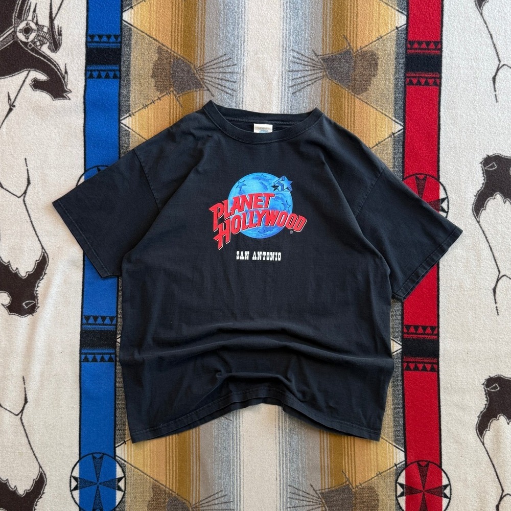Vintage 1991 Planet Hollywood San Antonio T-Shirt Mens XL Black Made in USA